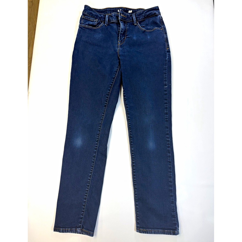 Levis 505 Straight Leg Jeans Womens 6 Dark Wash Blue Denim Stretch S40505 AD